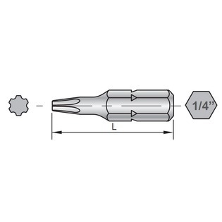 Embout de rechange 25mm sloky pour vis torx plus